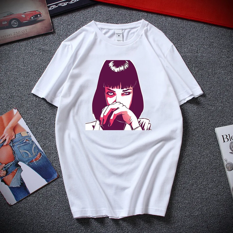 

Pulp Fiction Mia Wallace Quentin Tarantino Drug Vintage Unisex T Shirt Premium Cotton Short Sleeves Tee Top Camiseta masculina