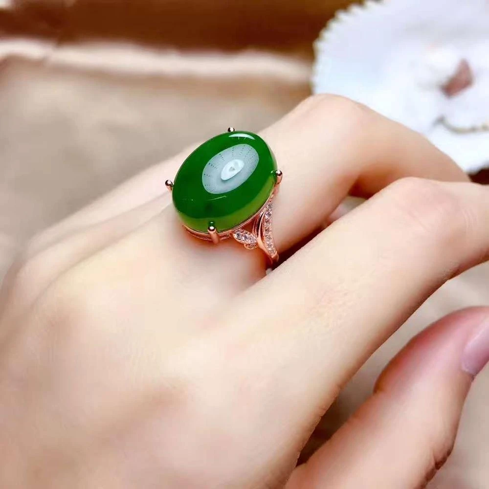 Anillo de Jade Real Natural para mujer, anillos de piedras preciosas  verdes, anillos de plata de ley 925 auténtica para mujer|Anillos| -  AliExpress