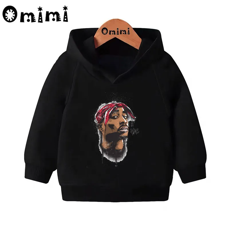 Дети Тупак 2pac Хип-хоп Swag печати крутые Свитшоты детские толстовки с капюшоном пуловер для малышей топы для девочек и мальчиков, осенняя одежда KMT287 - Цвет: Black-287A