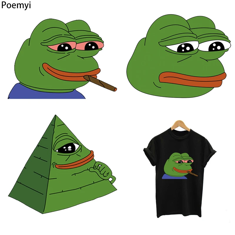 

Poemyi Frog Patches Feels Bad Man Iron on Transfers for Clothing Heat-sensitive Stripes Stickers Patch Applique on Clothes R