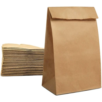 

100Pcs Kraft Paper Bags Food Tea Small Gift Bag Sandwich Bread Bags Party Wedding Supplies Wrapping Gift Takeout Eco-Friendly Ba