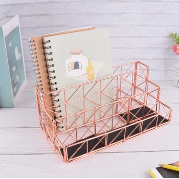 

HOT-3 Slots Letter Holder, Metal Multifunctional File Holder for Mails, Brochures and Postcards, Desktop Office Organizer