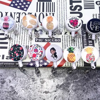 

10Pcs Retractable Badge Reel Beautiful Flower Pattern Student Nurse Exhibition ID Name Card Badge Holder Office Supplies