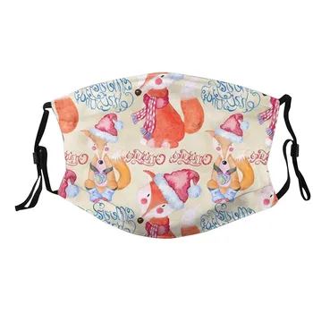 

1Pcs Kids Unisex Fox Christmas Printing Face Mask Washable Dustproof Protect Outdoor Face Mouth Cover mascarilla reutilizable
