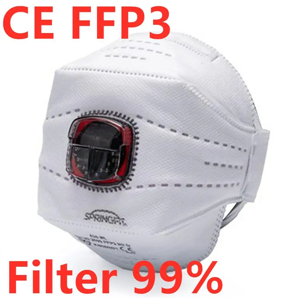 

In Stock! Ffp3 Mask With Valve CE Non-woven Dust Mask Anti PM2.5 Breathing Bicycle Riding Mask Safety Masks hot sale Block 99%