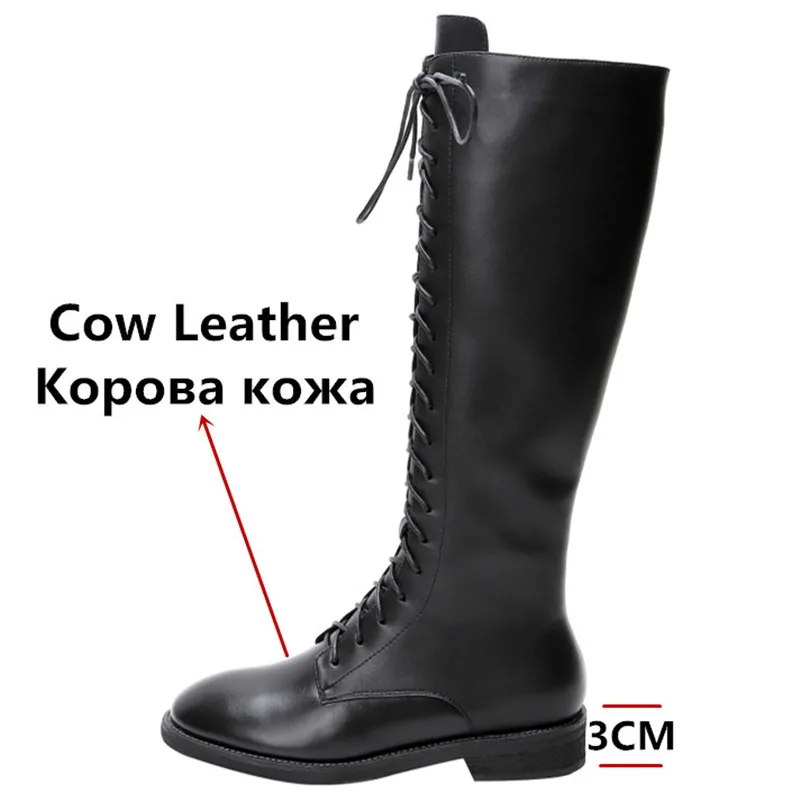 FEDONAS женские сапоги до колена из натуральной кожи; зимние брендовые сапоги для верховой езды; Классическая обувь; женские высокие сапоги с круглым носком и боковой молнией