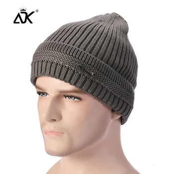 

Classic Beanie Fashion Winter Soft Hats Striped Pure Color Warm Bonnet Men's Gorros Cap Autumn Iron Lable Decor Hats