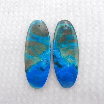 

Jewelry accessories,Gemstones natural chrysocolla beads fashion woman Earrings,beads long earrings 38x15x5mm，9g