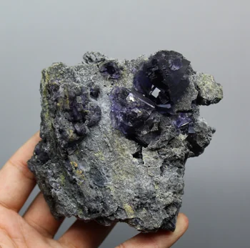 

365g Natural Polyhedral Fujian Tanzanite Purple fluorite cluster mineral specimens Gem level Stones and crystals Healing crystal