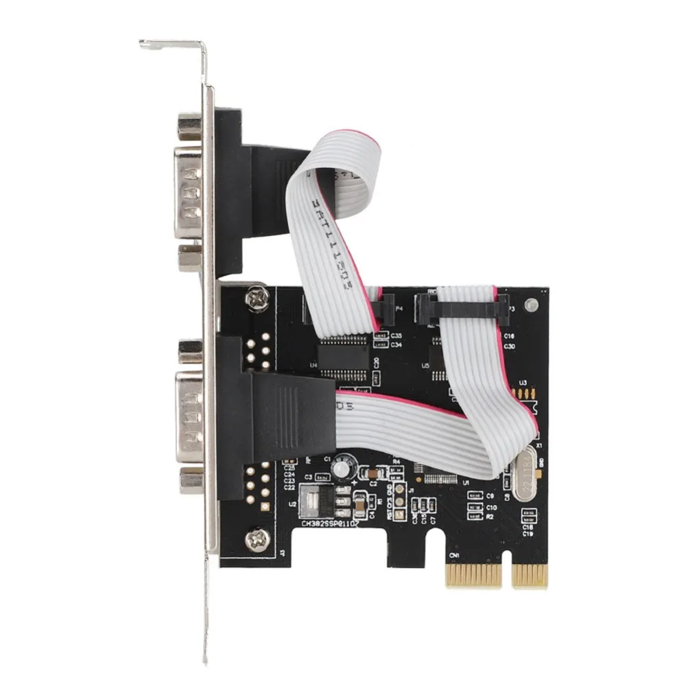 PCI-E PCI Express, чтобы двойной серийный DB9 RS232 2-Порты и разъёмы контроллер адаптера компьютера Компоненты и практичный хорошее качество