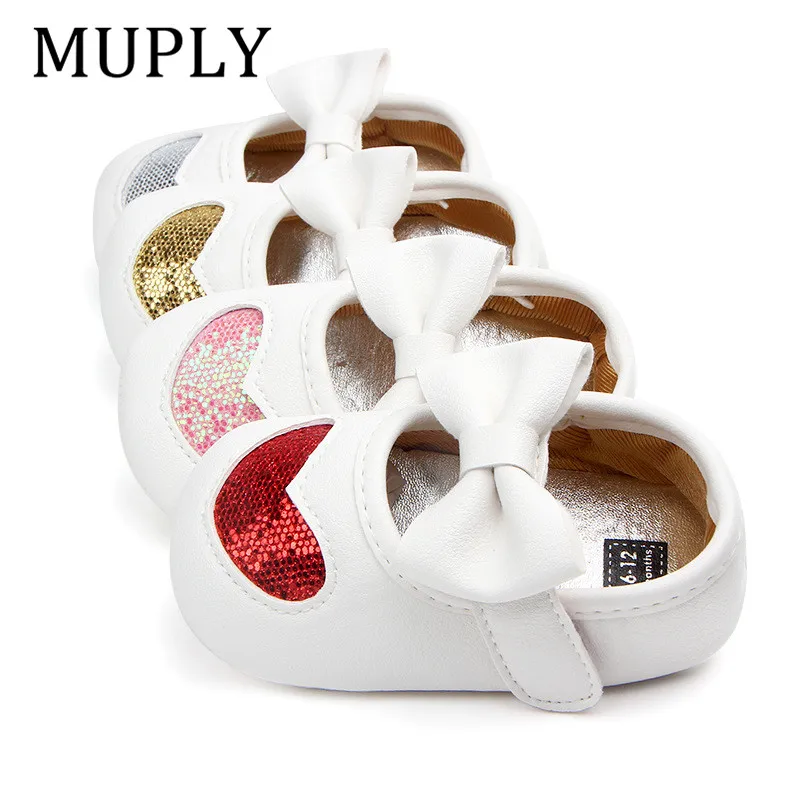 Princess-Shoes Baby-Girls First-Walker Newborn Love-Pattern Fashion PU with Bow for Shinning