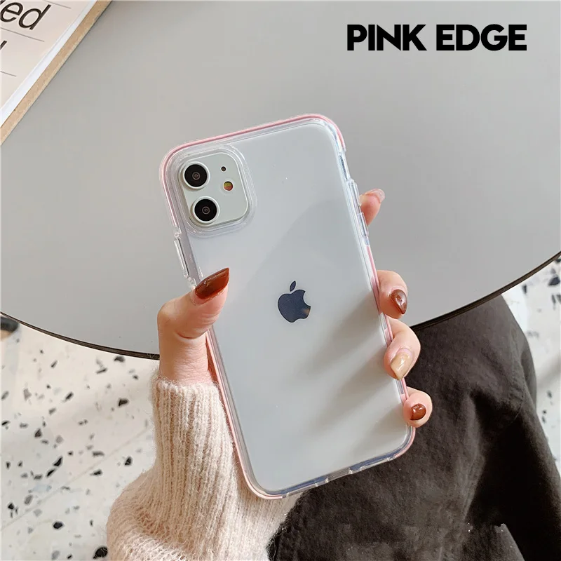 Pink Прозрачный противоударный чехол для телефона для iPhone 11 Pro Max X XR Xs Max Мягкий ТПУ мягкий прозрачный чехол для iPhone 11 для iPhone 6 6s 7 8 Plus - Цвет: Pink