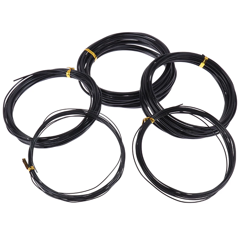 Cables de bonsái de aluminio anodizado, alambre de entrenamiento para bonsái de 5 m (negro), 4 tamaños (1,0 Mm, 1,5 Mm, 2,0 Mm y 2,5mm)