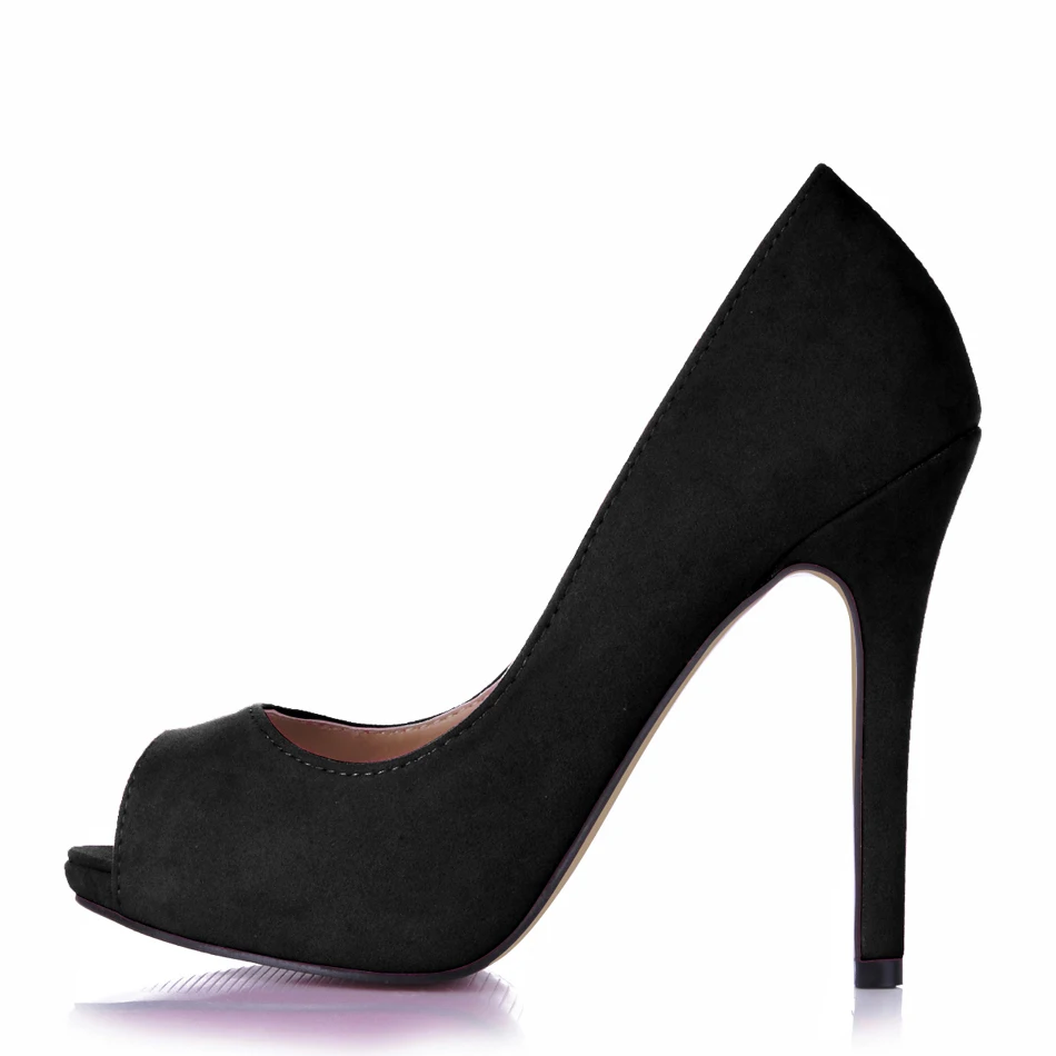 

Spring Autumn New 11cm Suede High Heeled Pumps Fashion Women Stiletto Thin High Heel Peep Toe Sexy Party Dress Lady Shoes 18