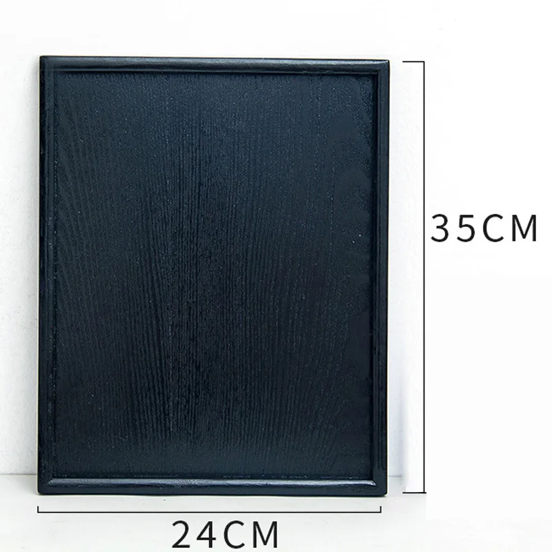 

Wood Tea Coffee Snack Food Meal Serving Tray Plate Black For Restaurant Durable