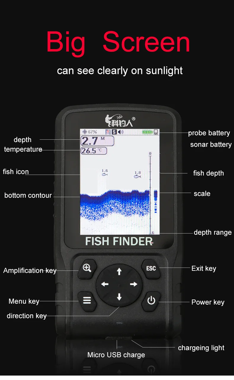  Wireless Fish Finder Detector Portable Lake Bluetooth Phone Fish Finding Sensor Fishing Accessory