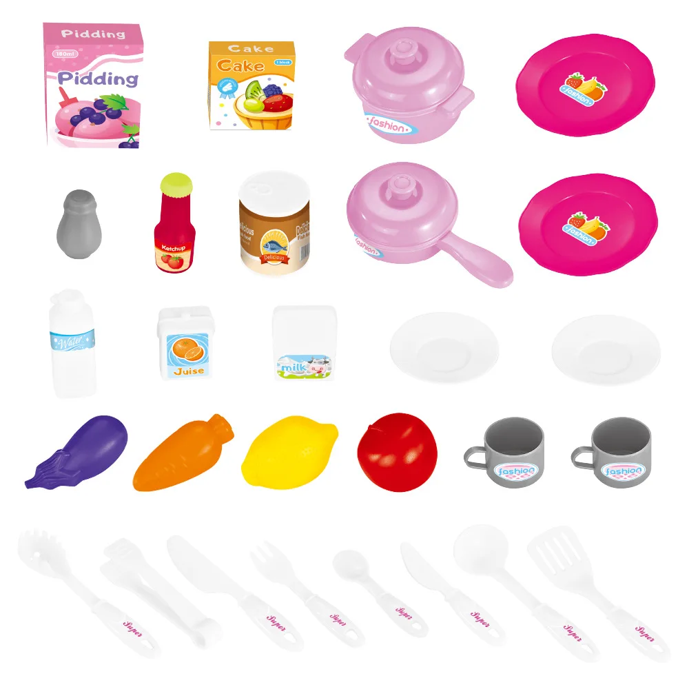

Children Kitchen Toy Set with Sound And Light Tableware Toys Cook GIRL'S Play House Toys 3-6-Year-Old