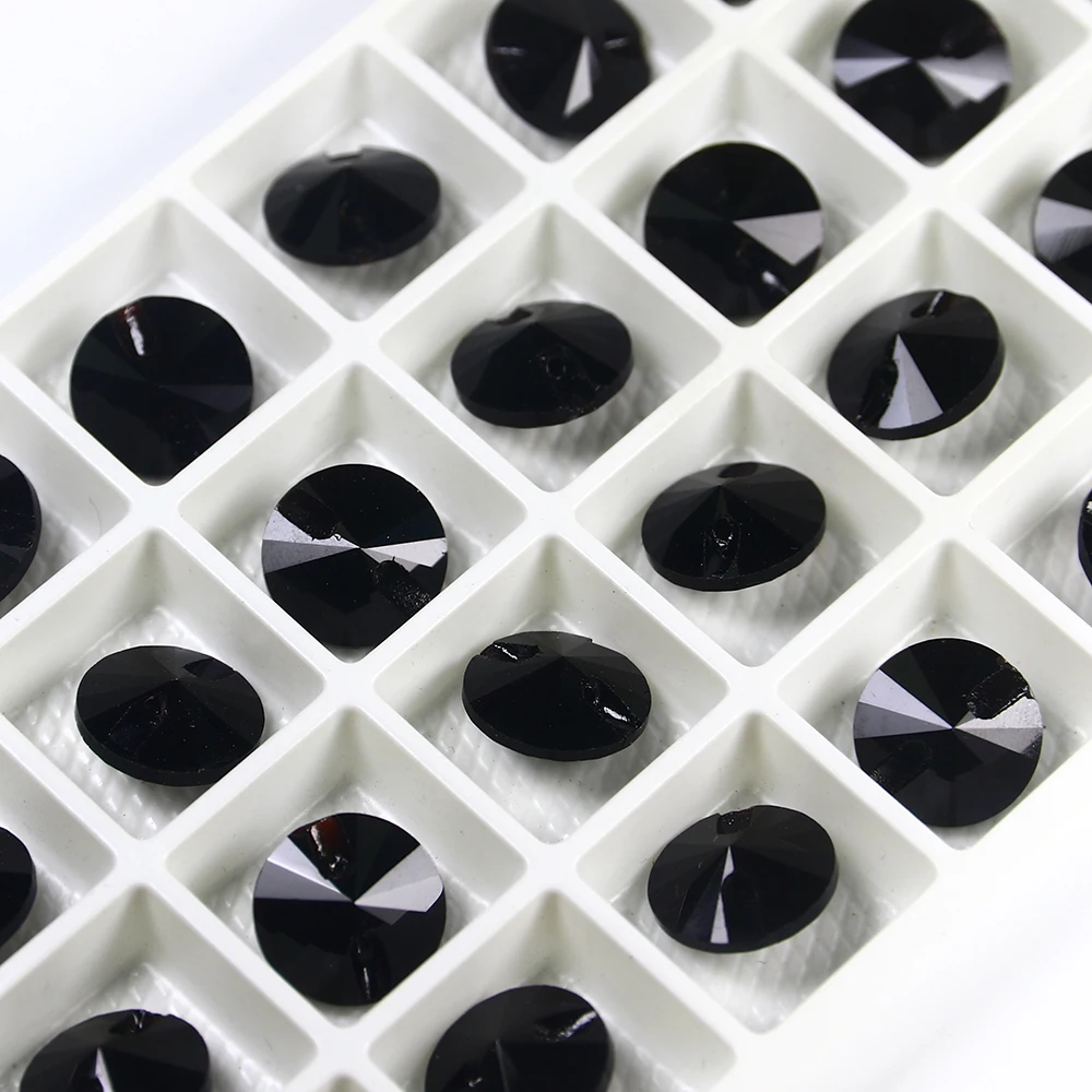 Круглые пуговицы для шитья черные стразы с кристаллами 12 мм Rivoli одежды обуви