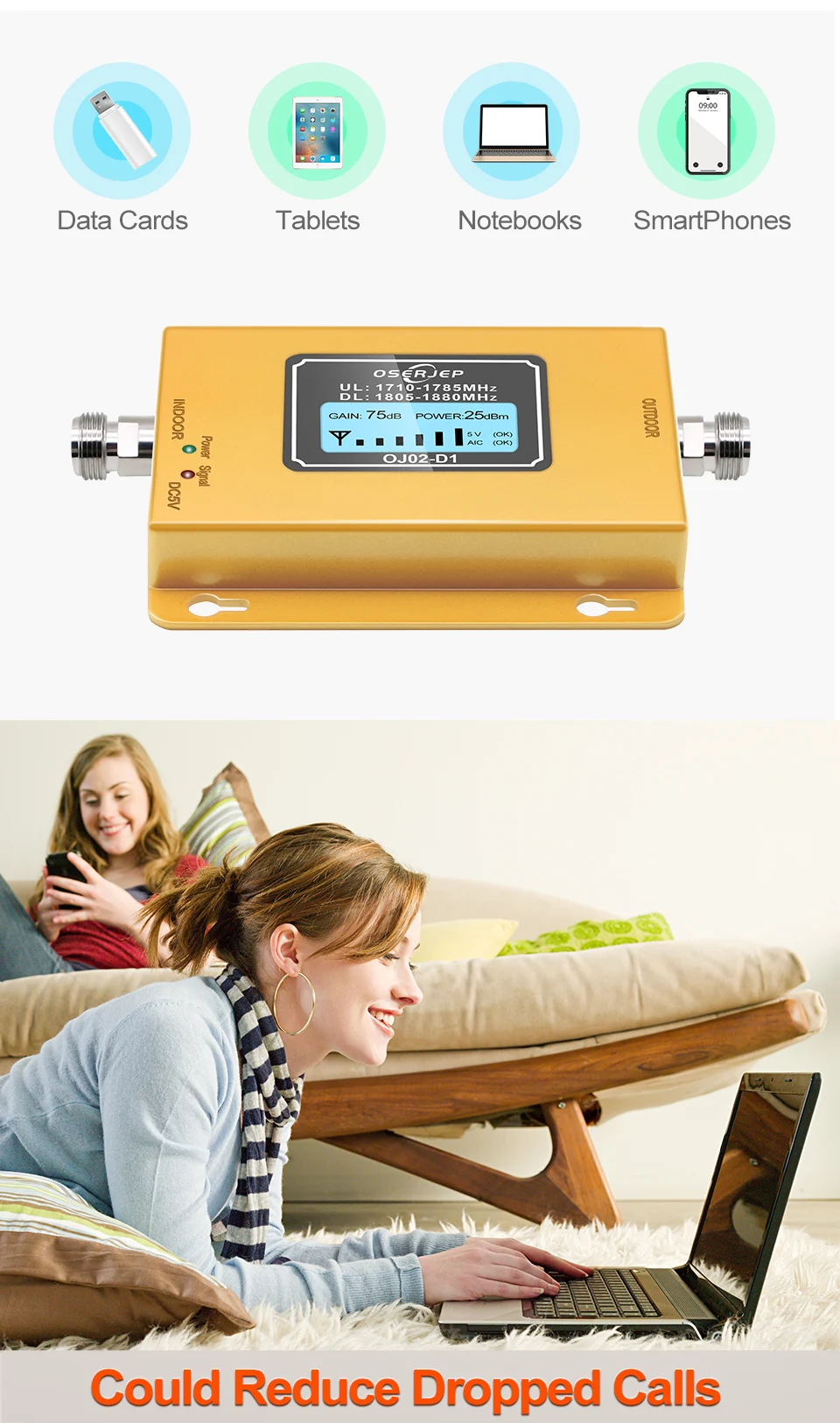 GSM LTE 1800 lcd 70dB усиление 2g 4g повторитель сигнала для сотового телефона DCS 1800MHz мобильный усилитель GSM усилитель сигнала с антенной