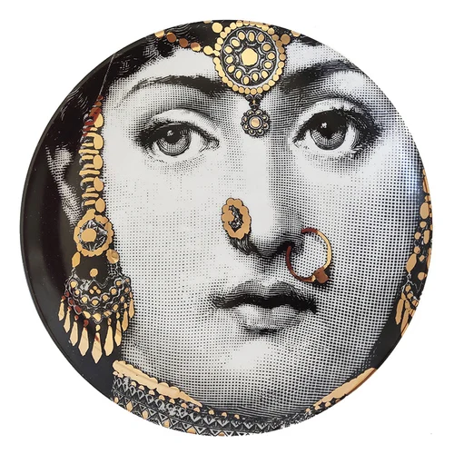 Новинка, Топ Мода, Milan rosenthal Piero fornasetti, тарелки, Золотая иллюстрация, подвесные блюда, образец, украшение для дома, отеля - Цвет: 5