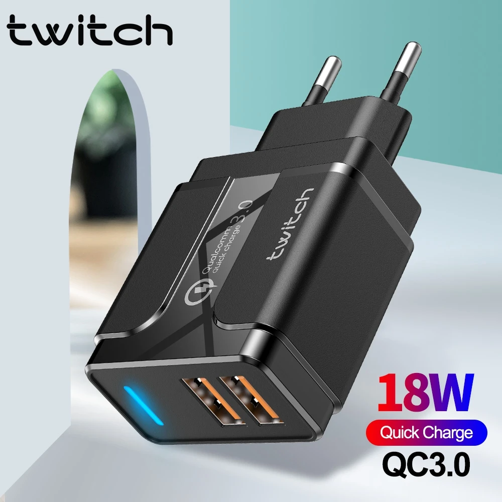 Зарядное устройство Twitch со светодиодной подсветкой 18 Вт быстрая зарядка 3 0