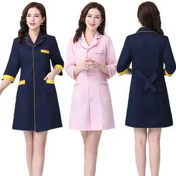 

Nurse Uniform Gown Coat Overalls Slim Woman Medical Scrub Tops WICCON Doctor Clothing Hospital Spa Scrubs Short&long Beauty