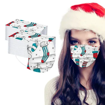 

10/50/100pc Disposable Mask Unisex Printed Christmas Soft Face Masks For Adults 3-layer Nonwove Mascarillas Fabric Mouth Mask