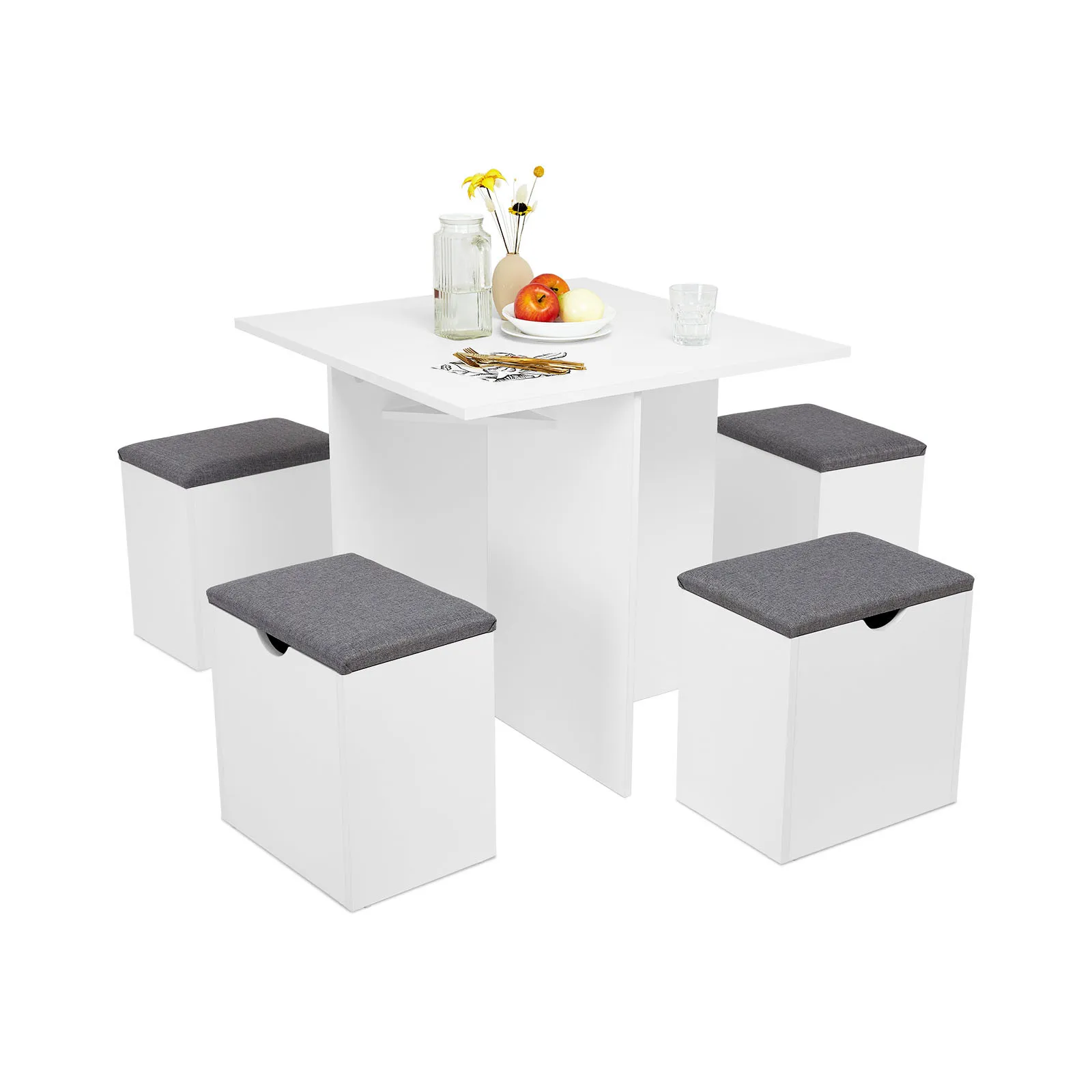 Multi functional Solid Wood Folding Movable Dining Table with Chair