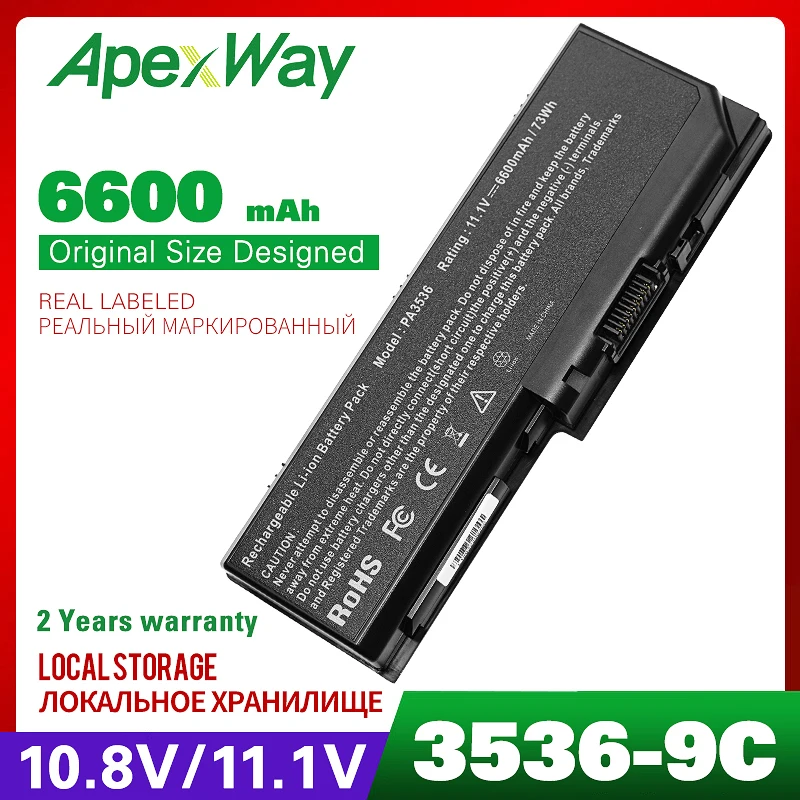 

6600mAh laptop battery Equium L350-10L P200D-139 L350D-11D P200 P300 PA3536U-1BRS PA3537U-1BAS PA3537U-1BRS PABAS100 PABAS101