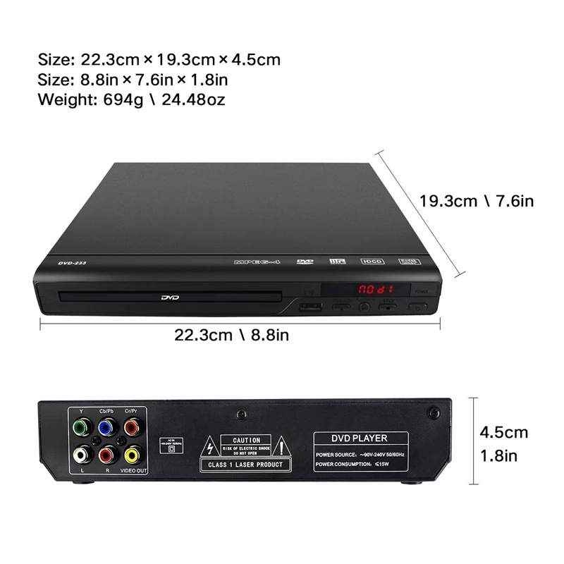 DVD плеер для домашней поддержки USB порт компактный многократный DVD/SVCD/CD/Disc плеер с пультом дистанционного управления, встроенная PAL/NTSC система