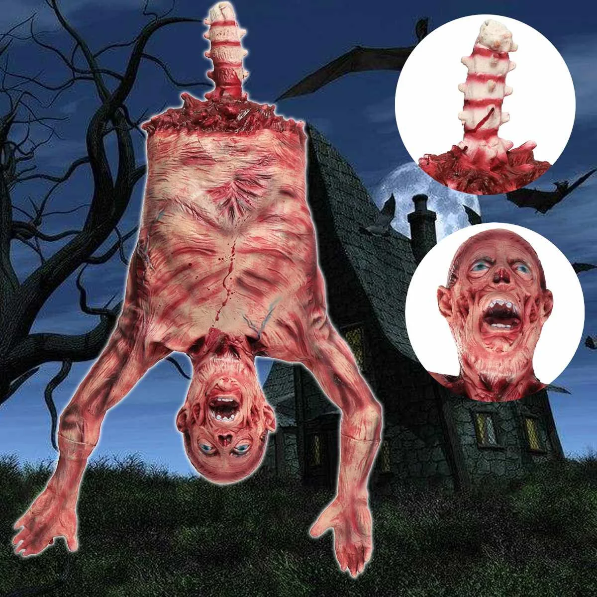 

Creepy Scary Halloween Ghost Party Decoration Toys Horror Ghost Prop Horror Bloody Body hanging Ghoul Haunted House Bar Ornament