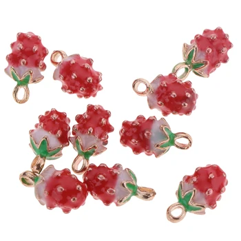 

10pcs Strawberry Shaped Charm Beads Pendants Beads for Making Necklace Bracelet Earrings 8x13 mm