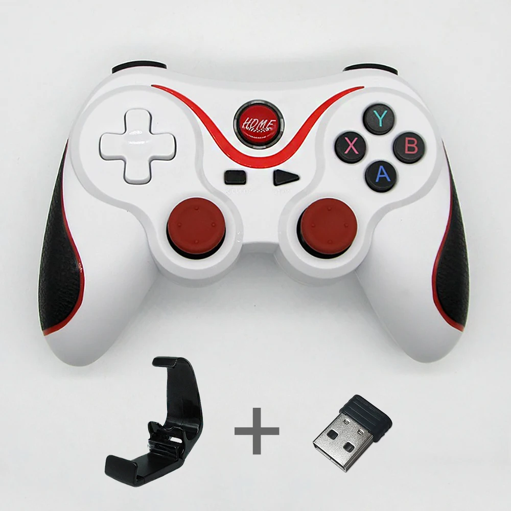 white with all Беспроводной Android геймпад T3 X3 беспроводной джойстик игровой контроллер bluetooth BT3.0 джойстик для мобильного телефона планшета ТВ коробка держатель - Цвет: white with all