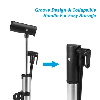 

Bicycle Pump 120 PSI Mini Bike Pump with Collapsible Handle Foot Pad For Presta and Schrader Valve Manual Changing