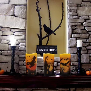 

3pc Halloween Nightlight Electronic Led Tea Light Candles Realistic Battery-powered Flameless Candles For Home Bedrrom Party