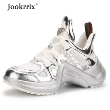 

Jookrrix 2020 Women Summer Increased 5cm Wedges Thick Sole Female Genuine Leather Shoes Lady Comfortable Chunky Sneakers ZD2741