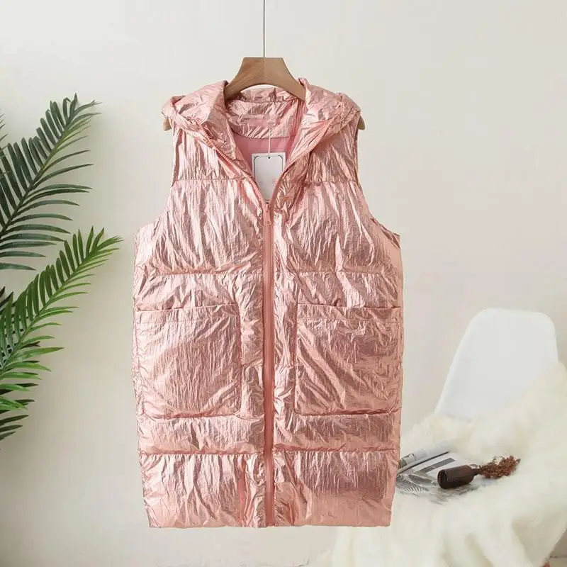 Winter Vest Jacket Solid Women Long Vests New Korean Hoodies Cotton Waistcoat