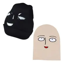 Женская и мужская зимняя вязаная громоздкая Шапка-бини, новинка, забавная, аниме, мужская, с вышивкой лица, Харадзюку, мешковатая, свободная, с черепом, шапка, теплая