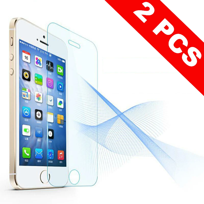 2 шт полное покрытие 9H закаленное стекло для iPhone 5S 5E 5C Защитная Взрывозащищенная