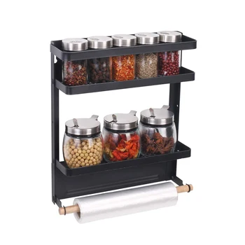 

Refrigerator Magnetic Rack Foldable Kitchen Side Storage Organizer Shelf Kitchen Condiment Bathroom Toiletries Storage Holder