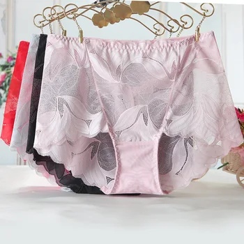 

Sexy Panties Translucent Mid Wist Girl Briefs Butt-lift Underpants Mesh Seamless Intimates Underwear Women Red Grey Black