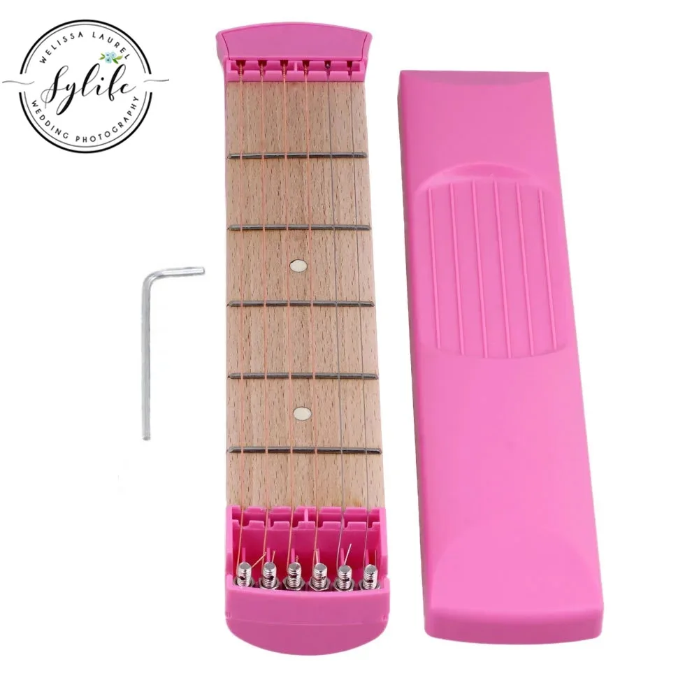 

Pink Pocket Guitar 6 Fret 6 Strings Trainer Tool Gadget for Student
