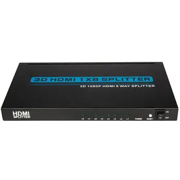 

Ultra HD 8 Port 1 in 8 1x8 HDMI Splitter Audio Video 1080P HD HDTV 3D DVD US UK AU EU Plug