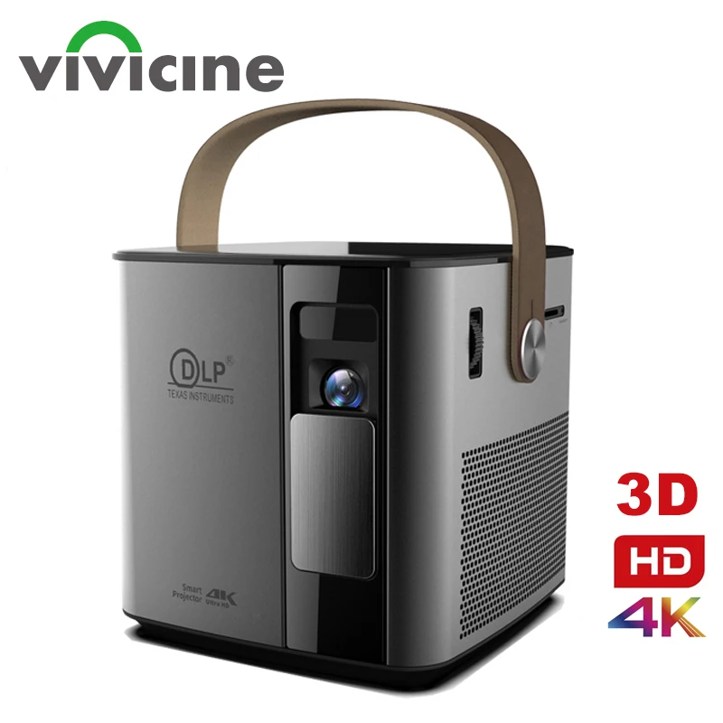 Vivicine Newest P12 3D 4K Projector Android WIFI HDMI USB 1080p Full HD Home Theater Proyector 12000 mAh Battery Beamer | Электроника