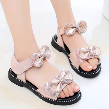 

2020 New Summer Girls Sandals Flat Heel Sandals Girls Little Kids Soft Bottom Shoes Princess Dress Bow-knot Fashion Shoes D64