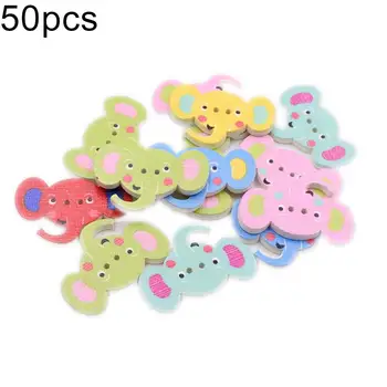 

50pcs Colorful Elephant Wooden Button 2 Holes Fit Sewing And Scrapbooking Sewing Button For Craft DIY Mixed Crafts Home Decor