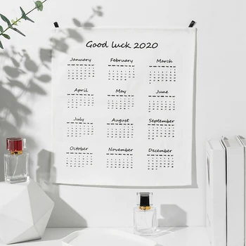 

2020 New Year DIY School Classroom Home Decoration Cloth Calendar Tablecloth Good Luck Hotel Wall Hanging Cafe Nordic English