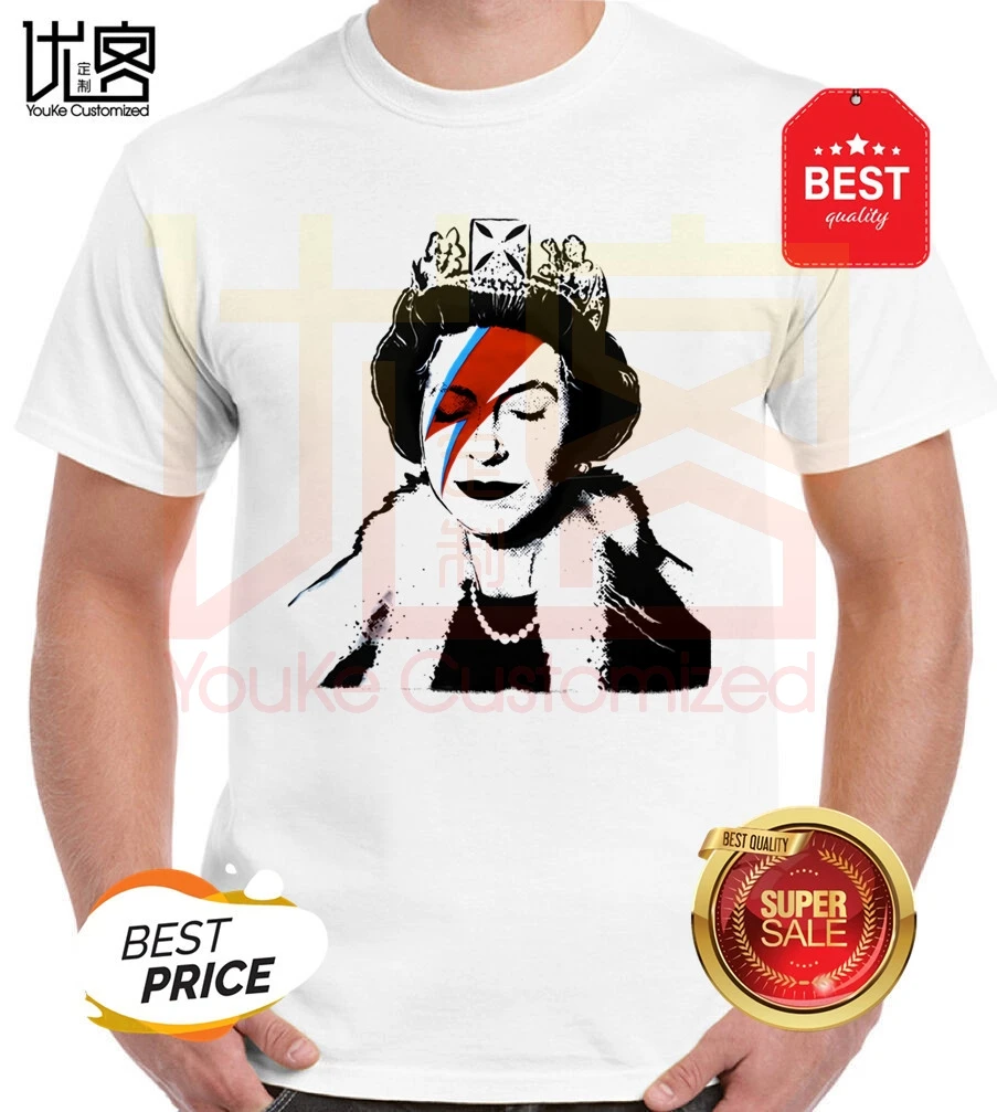 Футболка Banksy Queen Ziggy Stardust Bowie стильная крутая футболка унисекс новый дизайн