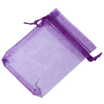 

100 Dark Purple Organza Wedding Favour Candy Bags Jewellery Organza Pouches 7cm x 9cm