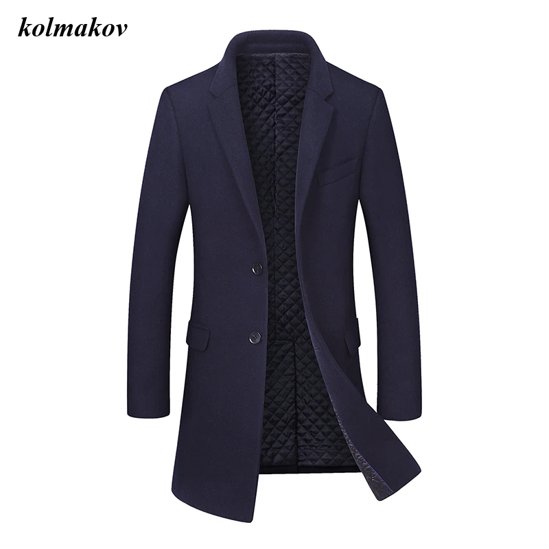 

New Arrival Autumn And Winter Style Men Boutique Woolen Coat High Quality Solid Single Breasted Men's Thick Woolen Trench Coat